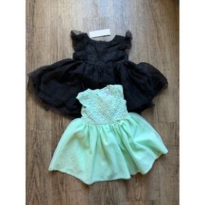 Just One You Carters 2pc Baby Girl Dress Bundle 9-12M Mint Black Lace Tulle